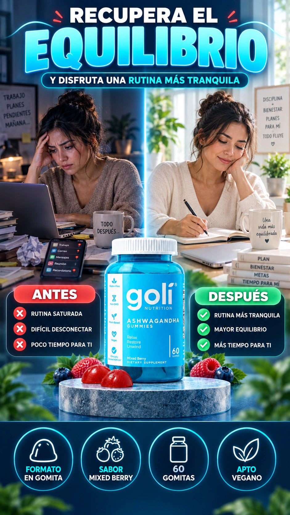 Gomitas de Ashwagandha con Vitamina D — Apoya una rutina con más calma