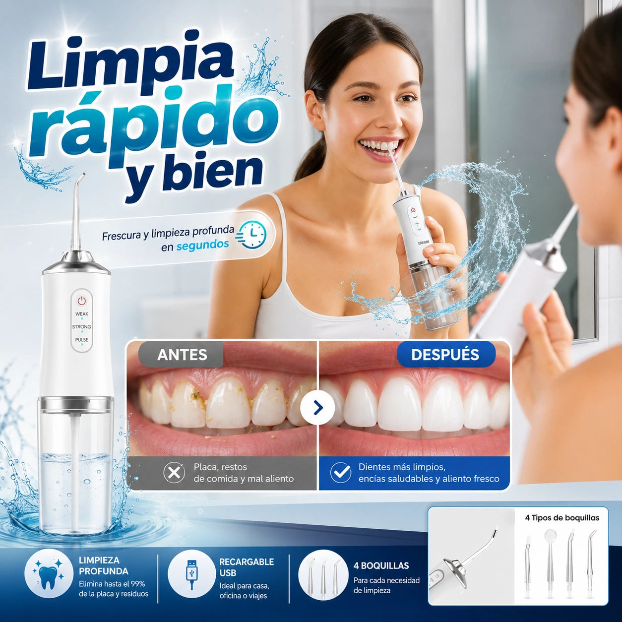 HydroSmile Pro™- ¡Dile adiós al sarro, al mal aliento y a las caries en solo semanas!