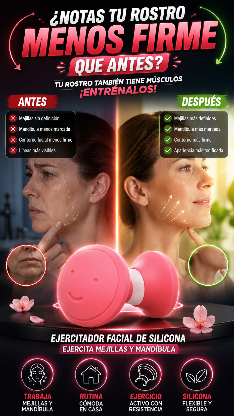 Ejercitador Facial de Silicona — Ejercita mejillas y mandíbula