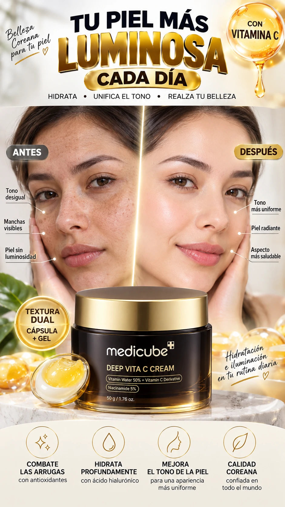 Crema Facial de Vitamina C en Cápsulas — Más luminosidad y tono uniforme