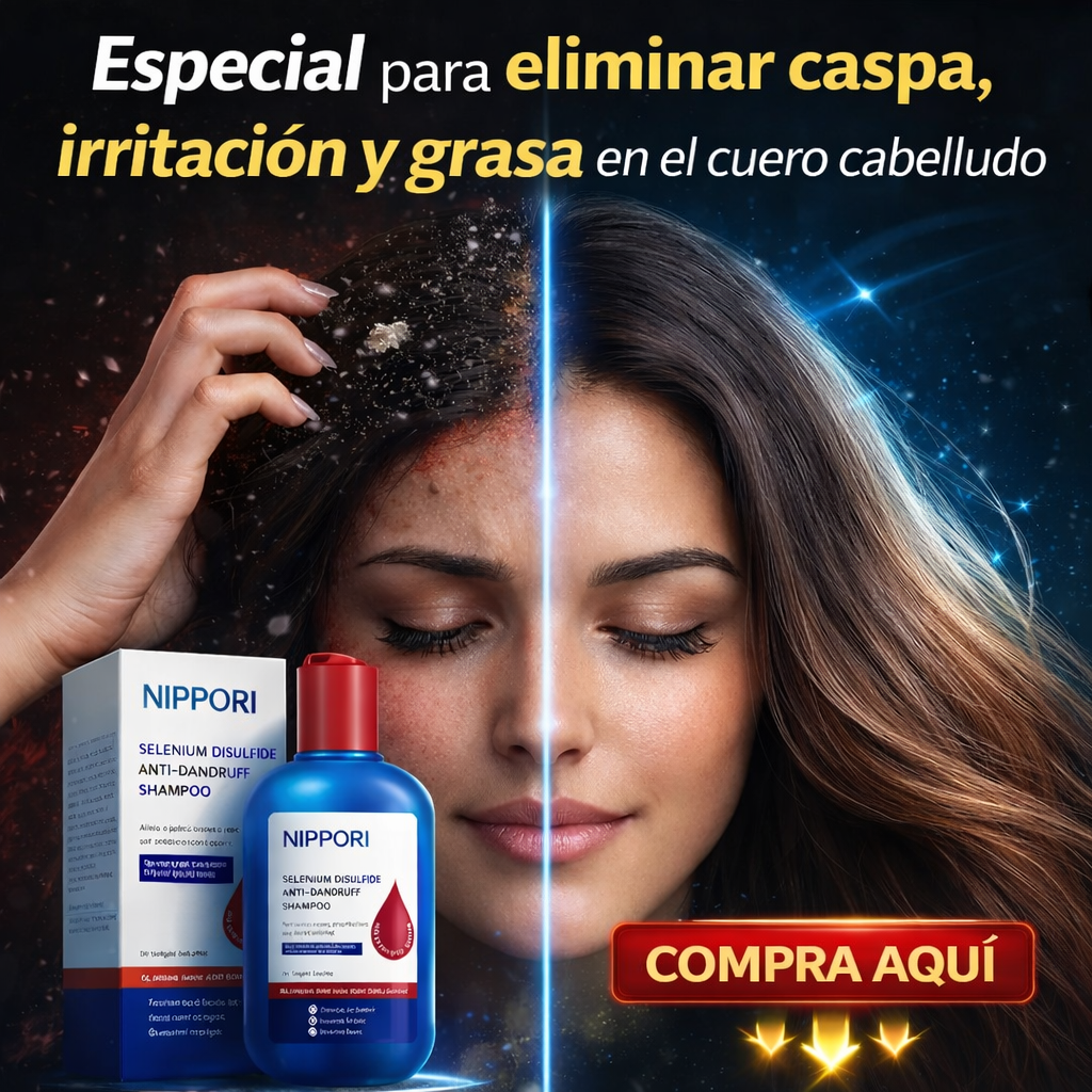 champú anticaspa NIPPORI -para equilibrar el cuero cabelludo y eliminar la caspa visible.