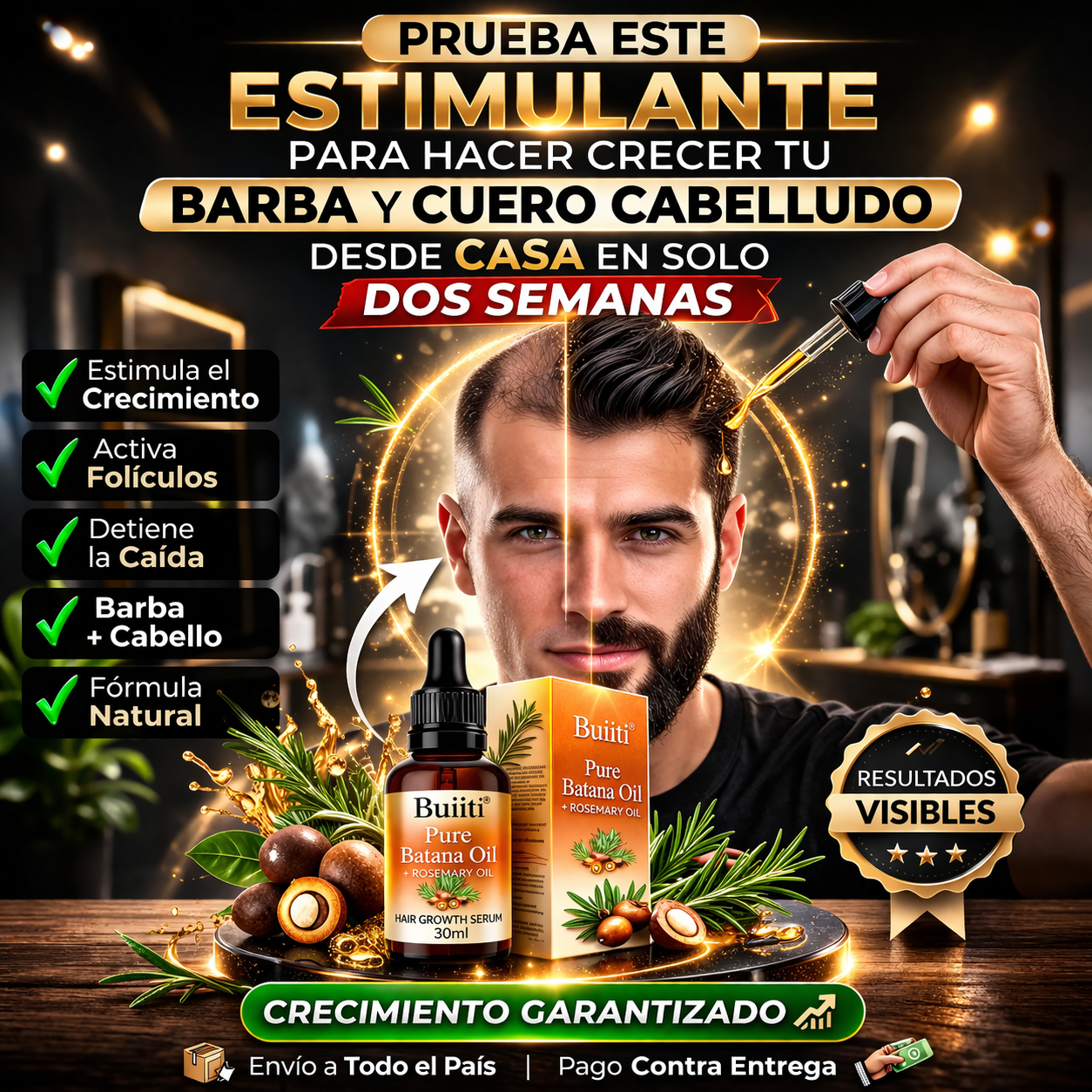 Suero de crecimiento capilar Buiiti Pure Batana Oil + Rosemary Oil.