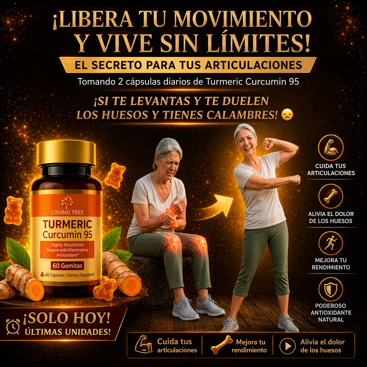 Cúrcuma Curcumina 95%- para el cuidado de las articulaciones.