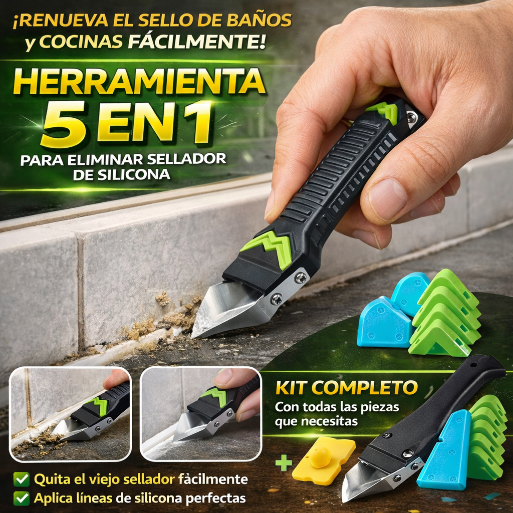 Herramienta para eliminar sellador de silicona 5 en 1