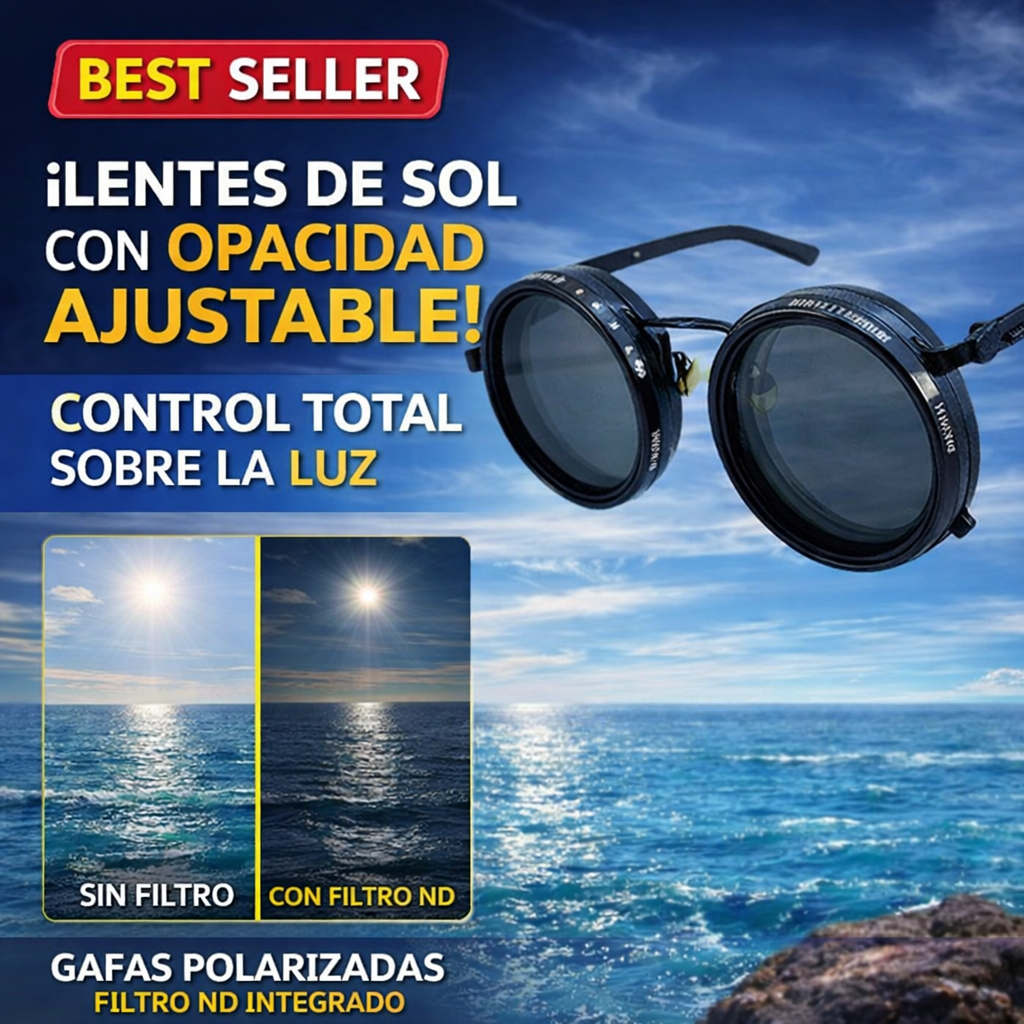 Gafas de sol redondas polarizadas ajustables - con filtro ND integrado