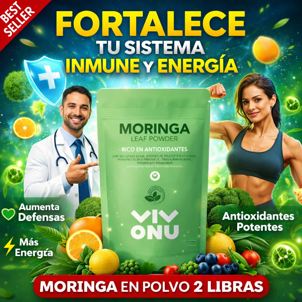Polvo de té de moringa - rico en antioxidantes e inmunovitaminas
