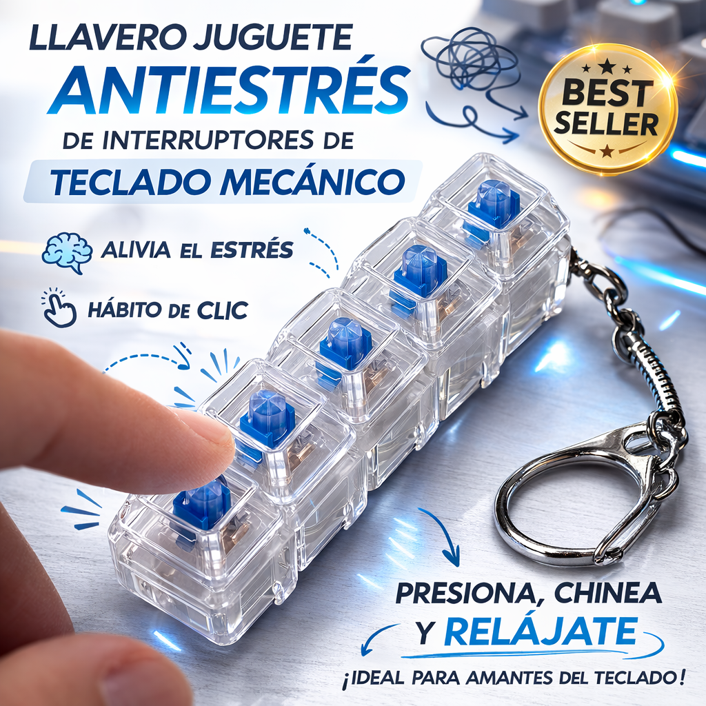 llavero juguete antiestrés de interruptores de teclado mecánico