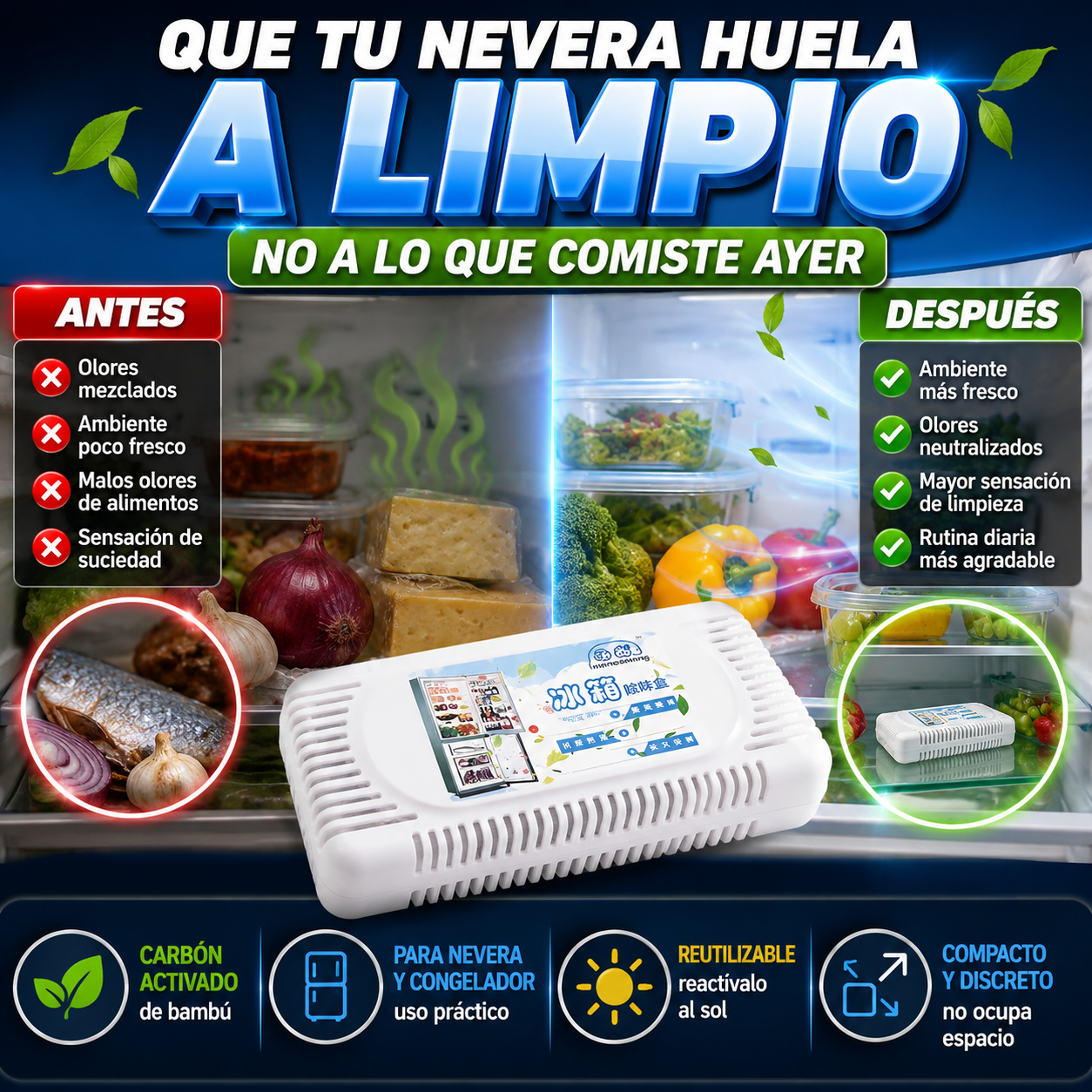 Desodorante Para Nevera Refrigerador-Ayuda a neutralizar malos olores