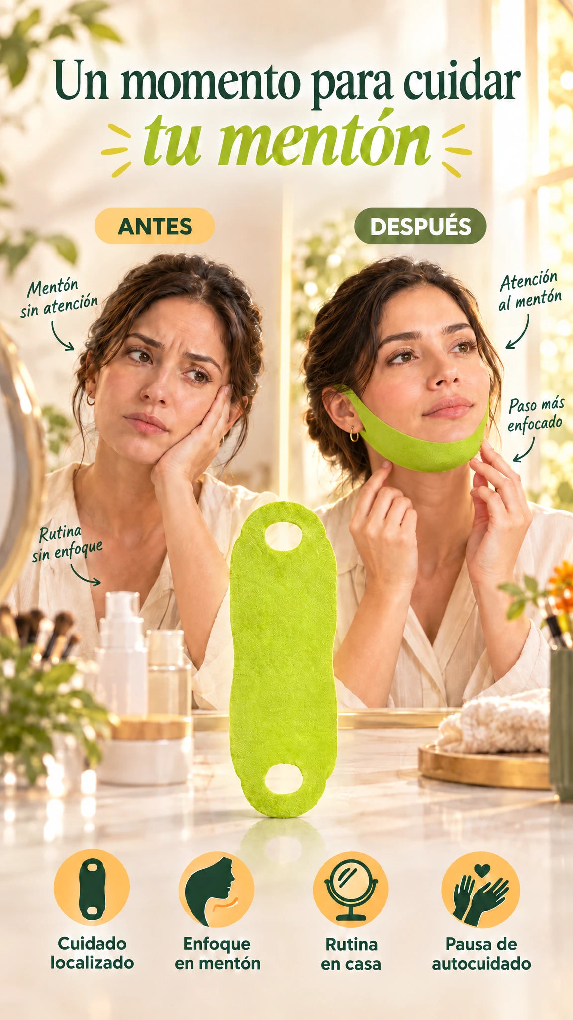 Parche facial para mentón — Incorpora un momento de cuidado localizado a tu rutina en casa