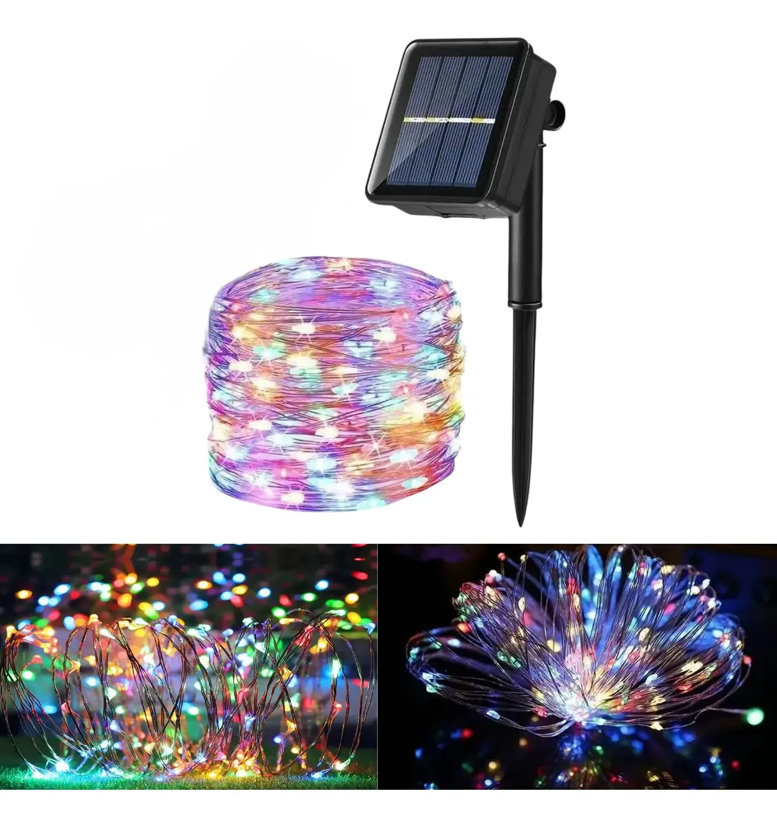 Guirnaldas de luces LED solares de 32M impermeables - Varios colores