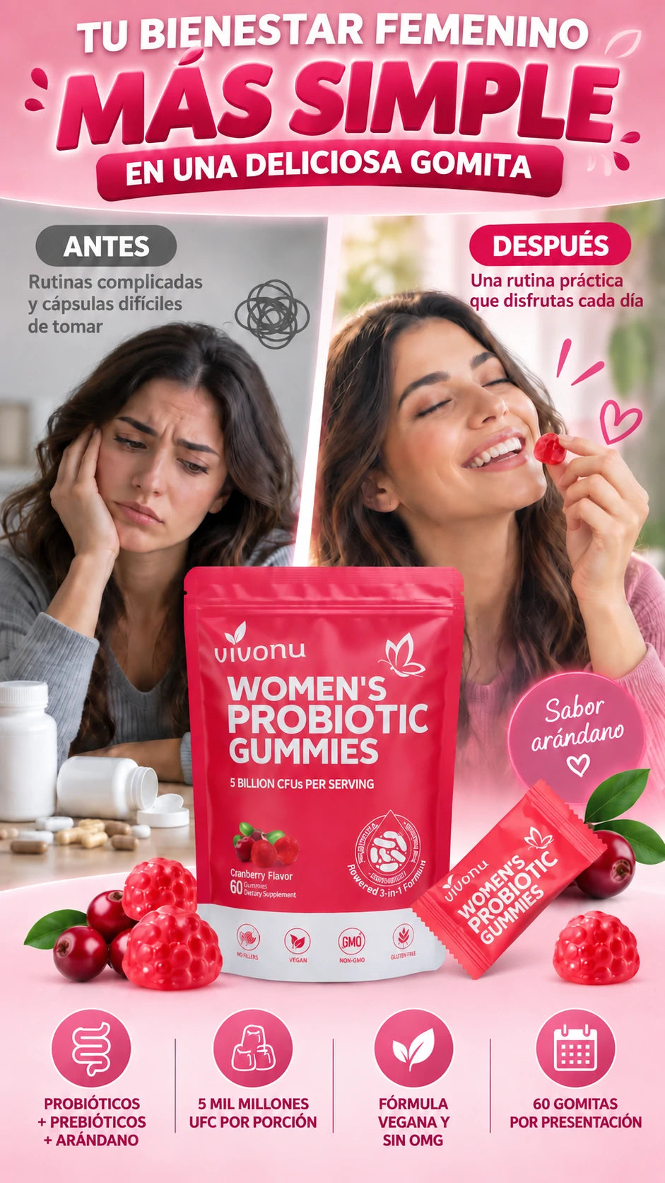 Gomitas Probióticas para Mujer — Facilita tu rutina de bienestar femenino