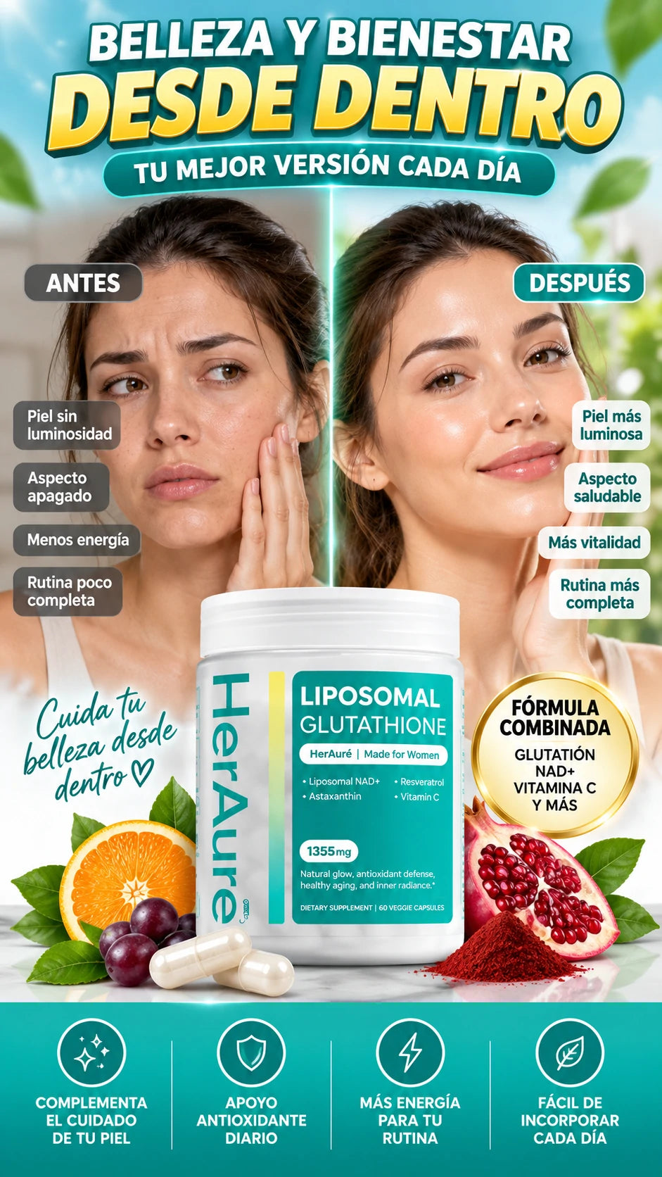 Glutatión Liposomal con Fórmula Combinada — Belleza y bienestar desde dentro