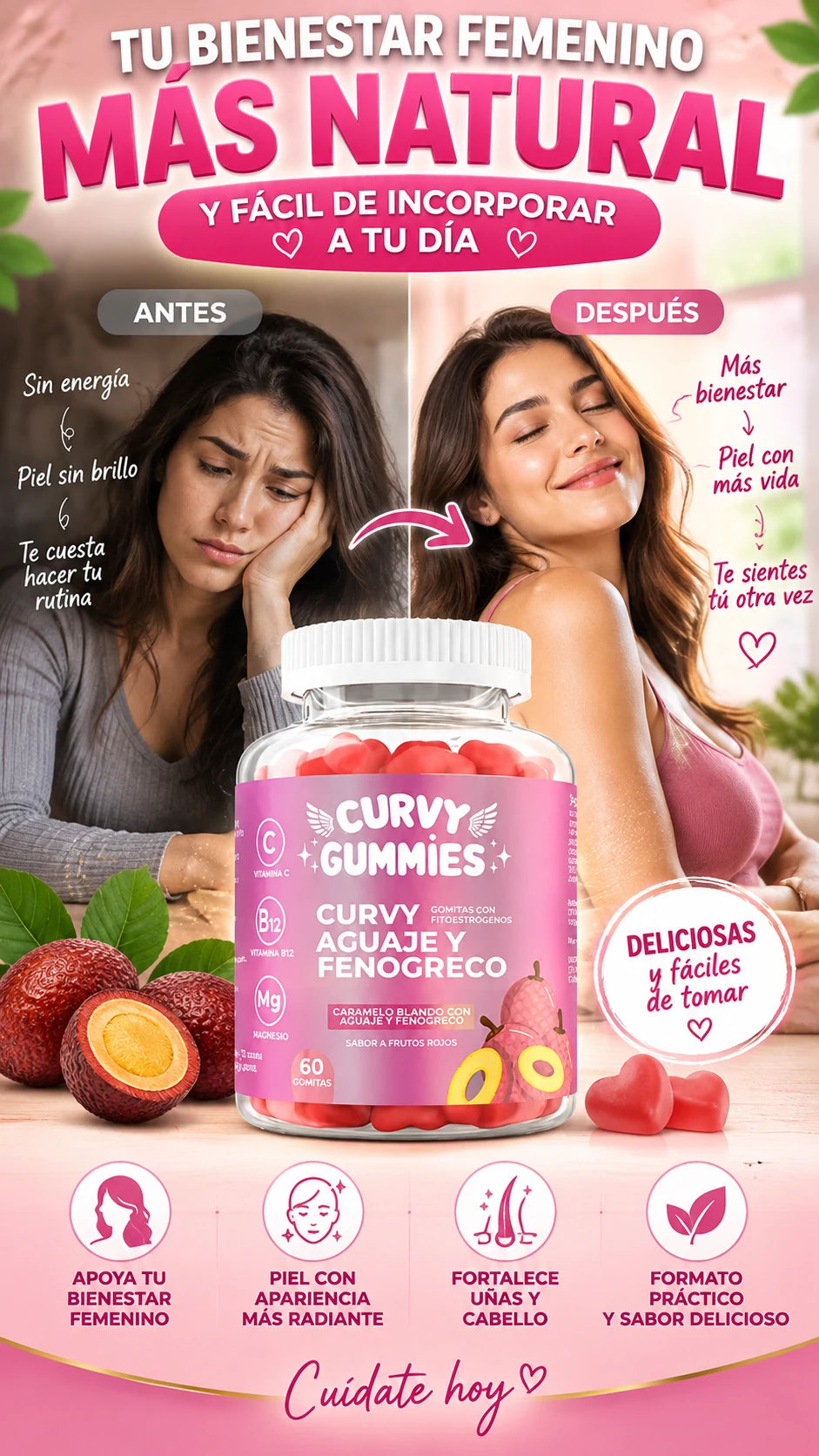 Gomitas de Aguaje con Fitoestrógenos — Complementa tu bienestar femenino diario
