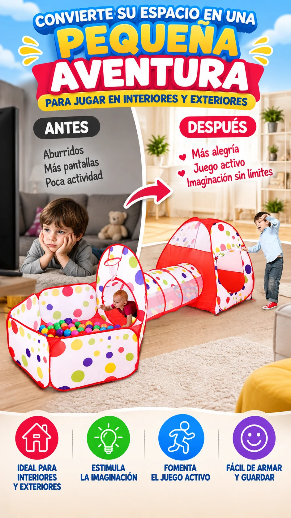 Zona de Juego Infantil 3 en 1 — Crea una pequeña aventura en casa