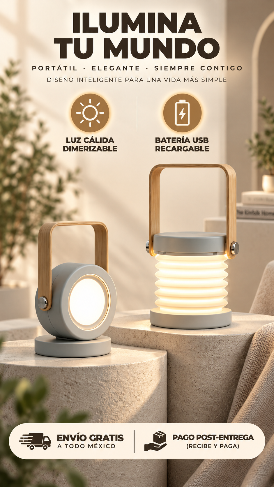 Lámpara LED Portátil retráctil: Interiores y exteriores