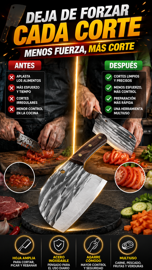 Cuchillo de Cocina Tipo Cleaver — Corta con menos esfuerzo