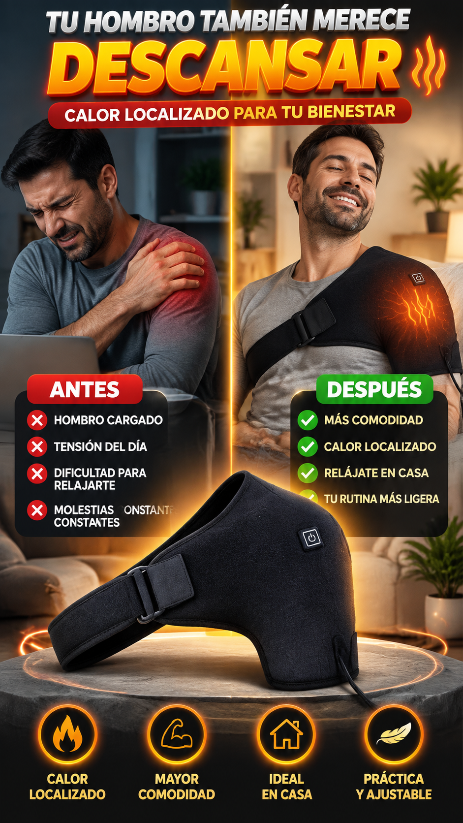 Hombrera Térmica con Calefacción — Calor localizado para relajar el hombro