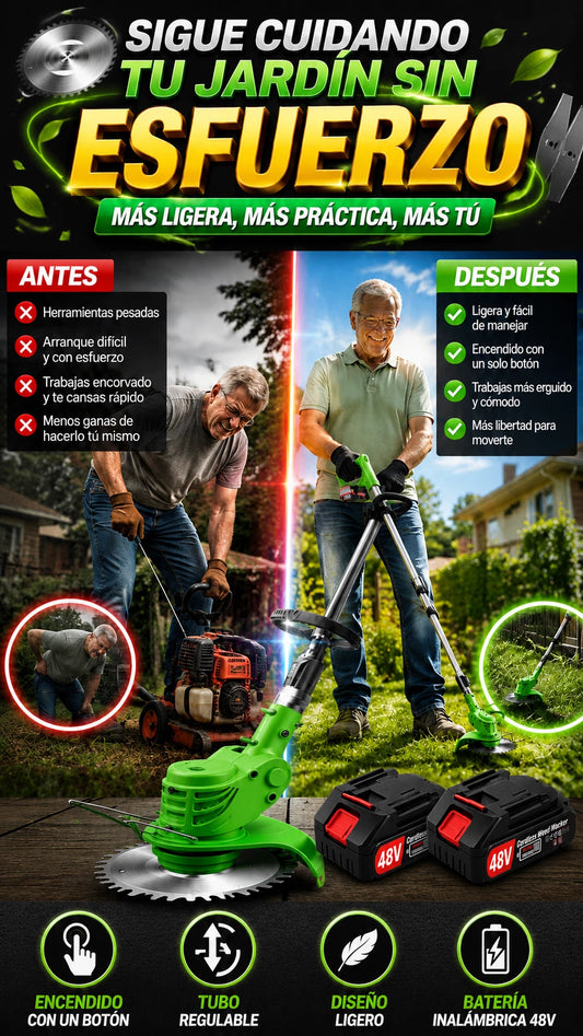 Desbrozadora Eléctrica Inalámbrica 3 en 1 de 48V — Cuida tu jardín con menos esfuerzo