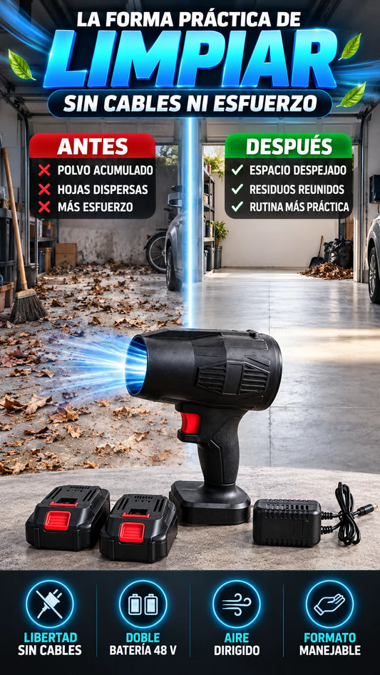 Sopladora Inalámbrica de 48 V — Limpia sin cables ni esfuerzo