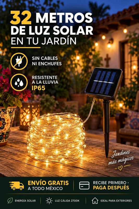 Luces solares de 32 metros para jardín