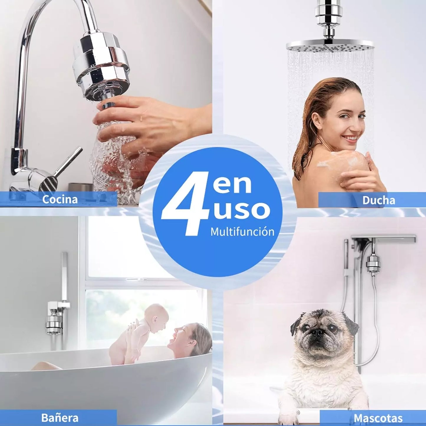 Cabezal de ducha 5 modos + Filtro de agua de 20 etapas