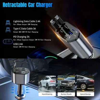 Cargador ULTRA RAPIDO 4 en 1 📱🔋 CABLE RETRACTIL 120W