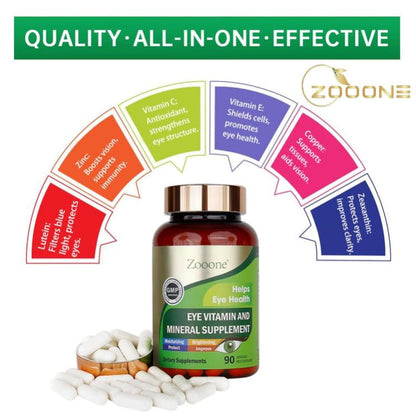 VisiónMax 360™:Luteína, Zeaxantina y vitaminas esenciales para proteger tus ojos de la luz azul, la fatiga y el envejecimiento ocular 90 CAPSULAS