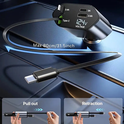 Cargador ULTRA RAPIDO 4 en 1 📱🔋 CABLE RETRACTIL 120W