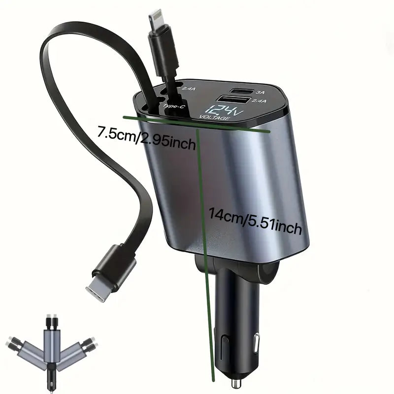 Cargador ULTRA RAPIDO 4 en 1 📱🔋 CABLE RETRACTIL 120W