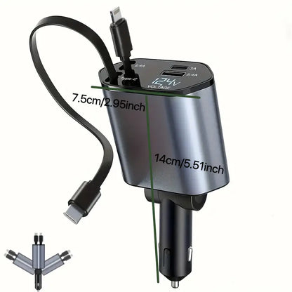 Cargador ULTRA RAPIDO 4 en 1 📱🔋 CABLE RETRACTIL 120W