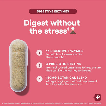 Paquete óptimo de salud intestinal: 60 mil millones de probióticos + enzimas digestivas para comodidad digestiva y apoyo inmunológico