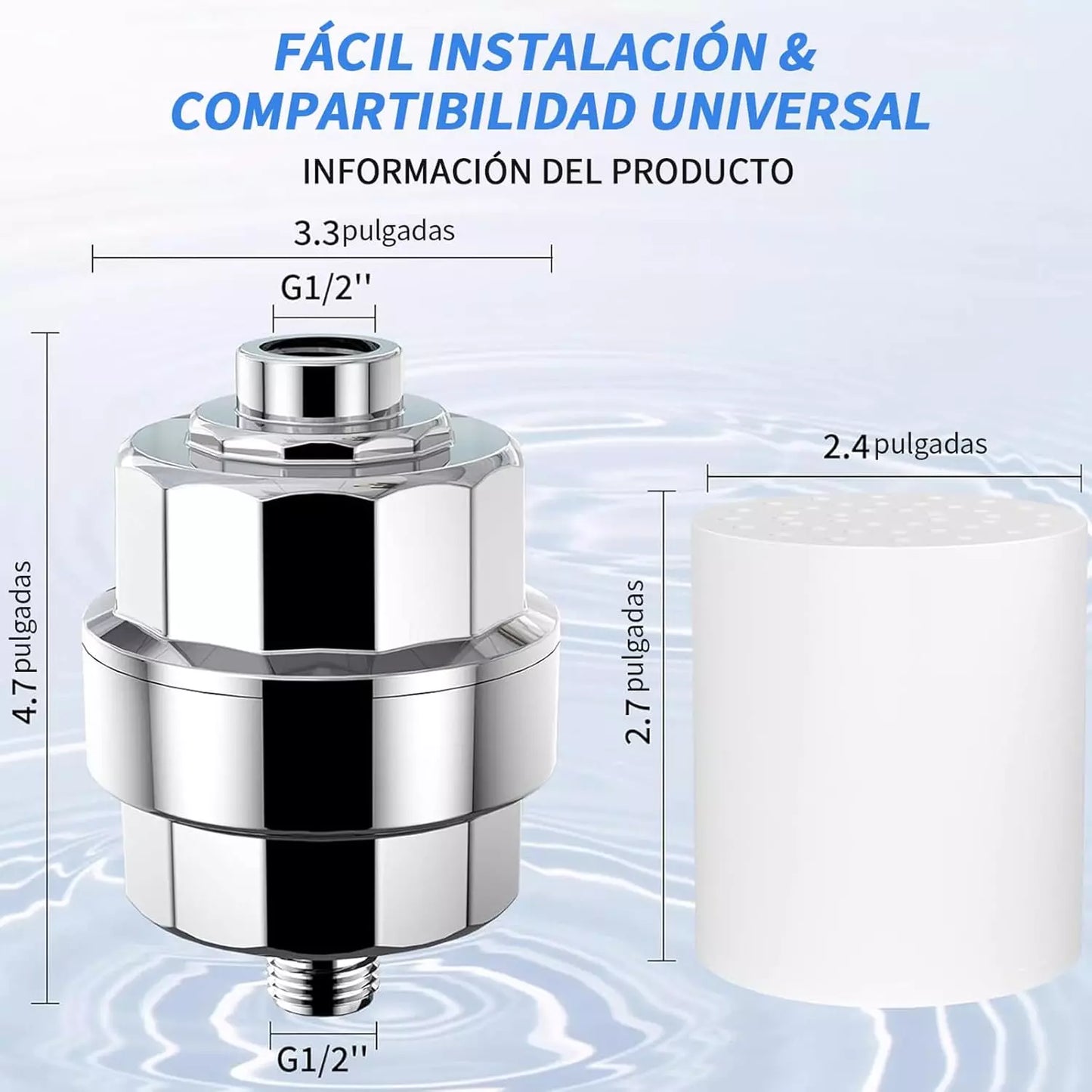 Cabezal de ducha 5 modos + Filtro de agua de 20 etapas