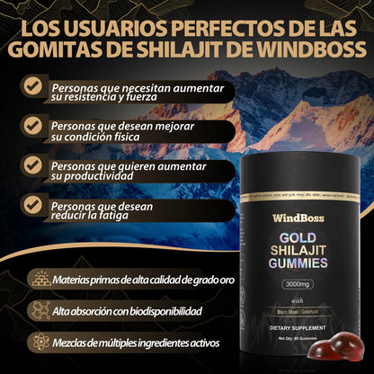 WindBoss Gold Shilajit Gummies: 3000mg de Energía del Himalaya