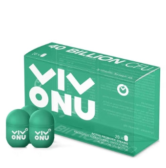 20 botellas Vivonu * 07oz probióticos 40 mil millones de cfu, probióticos pequeños en botes verdes, gestión de imagen de probióticos digestivos saludables (caja 20/1) salud digestiva sin adhesivos