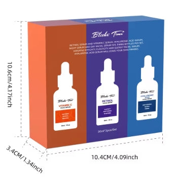 Blithe Time Suero de Vitamina C - Retinol - Ha (30ml*3, 3 Piezas) - Ilumina e Hidrata la Piel Seca | Set de regalo para fiestas y viajes