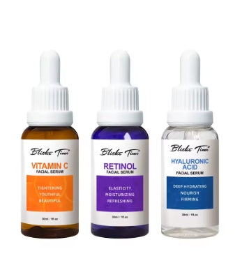 Blithe Time Suero de Vitamina C - Retinol - Ha (30ml*3, 3 Piezas) - Ilumina e Hidrata la Piel Seca | Set de regalo para fiestas y viajes