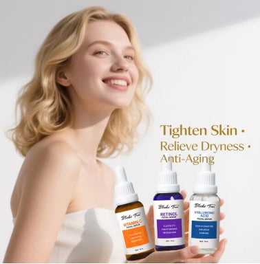 Blithe Time Suero de Vitamina C - Retinol - Ha (30ml*3, 3 Piezas) - Ilumina e Hidrata la Piel Seca | Set de regalo para fiestas y viajes