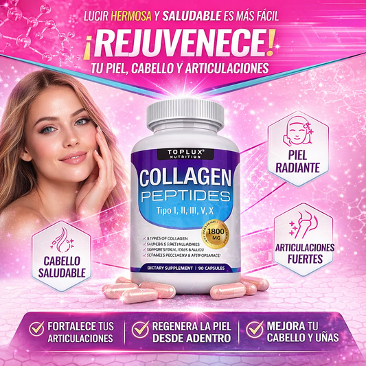 Suplemento Colágeno Peptides Toplux - para Mejor Piel, Cabello y Articulaciones Fuertes