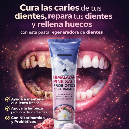 Pasta de dientes de Sal rosa del Himalaya con Probióticos y Niacinamida.