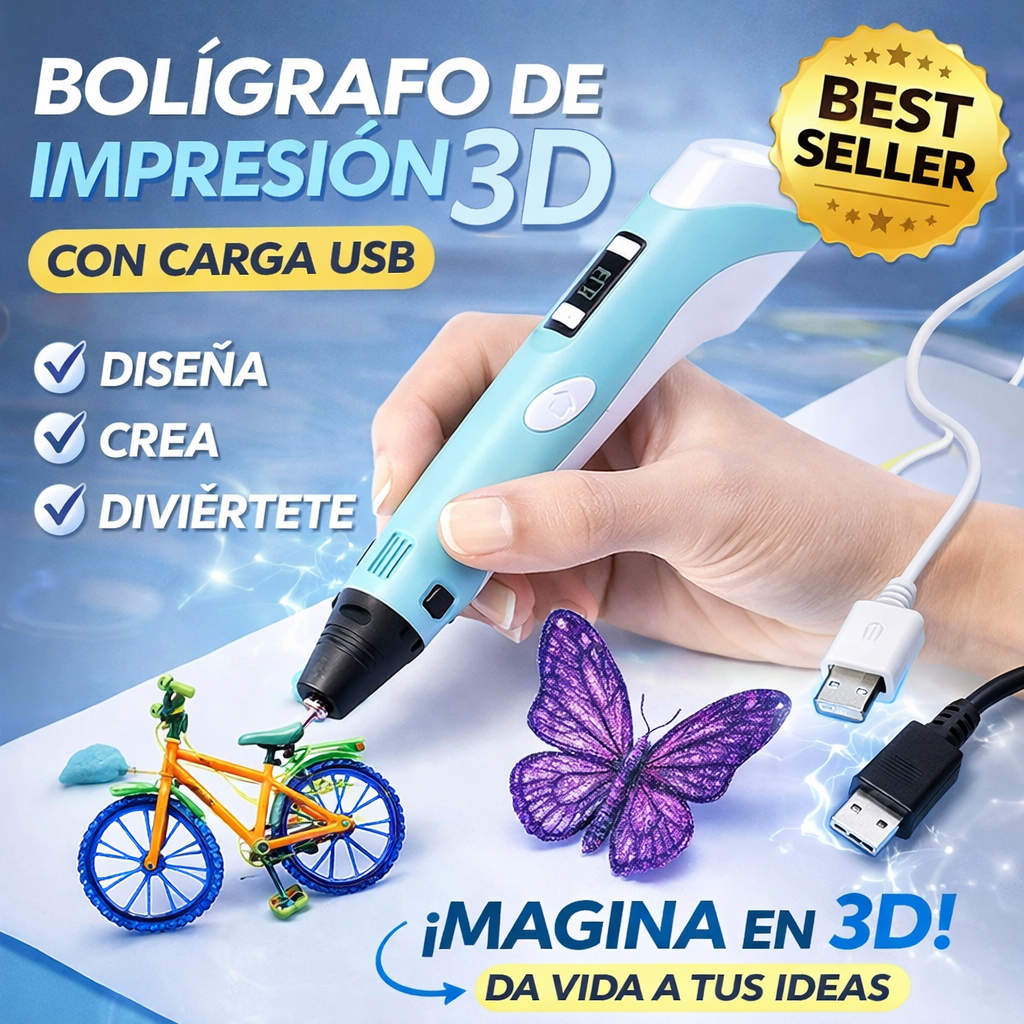 Bolígrafo de impresión 3D con carga USB