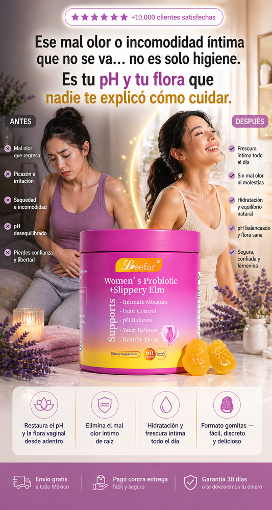 LEEFAR Her Juicy Feminine Probiotics Gummies- All in One Solution with Slippery Elm and Prebiotics&Lactobacillus Probiotic Blend for Women’s pH Balance and Dryness