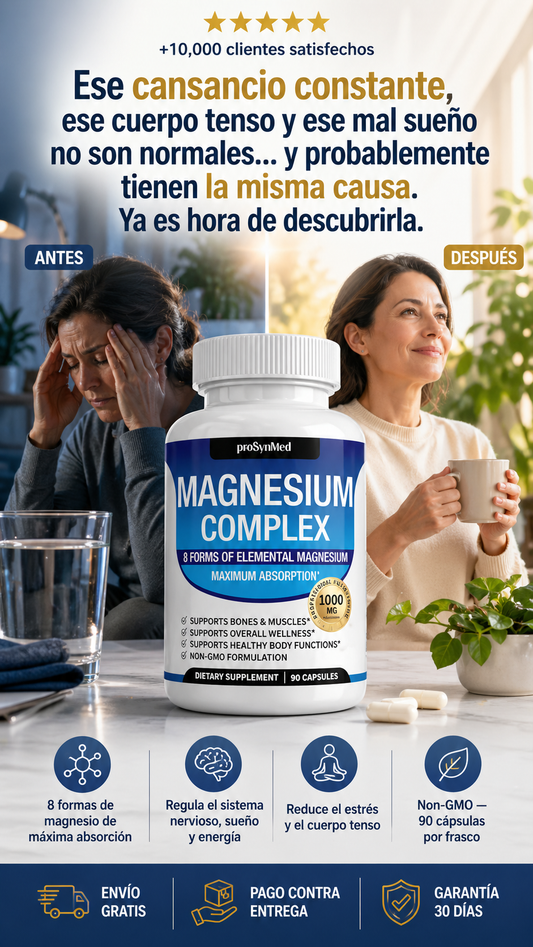 Magnesium Complex 8 Elemental Magnesium Supplement 1000mg, Magnesium Glycinate, Support Sleep, Muscle, Bones, Cramps and Energy, Vegan Non-GMO