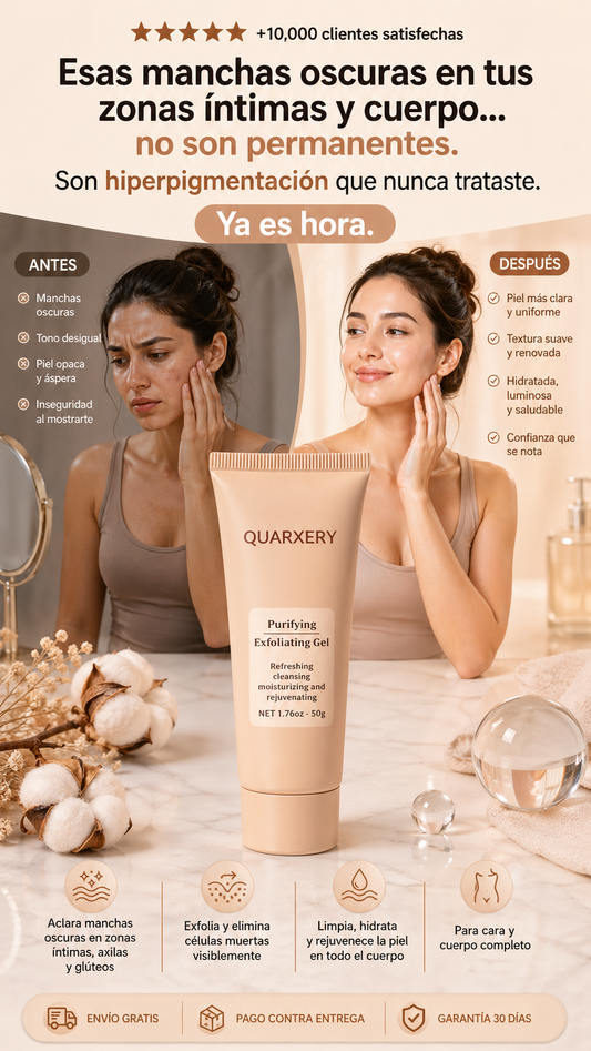 QUARXERY Gel Exfoliante Purificante : Suave para el rostro - Gel exfoliante facial que limpia la suciedad y la grasa.