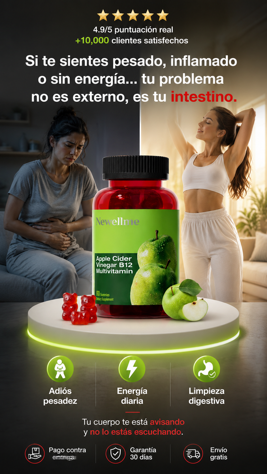 Suplemento dietético en forma de gomitas de la marca Newellme -con vitamina B12 y está diseñado para apoyar la digestión y los niveles de energía