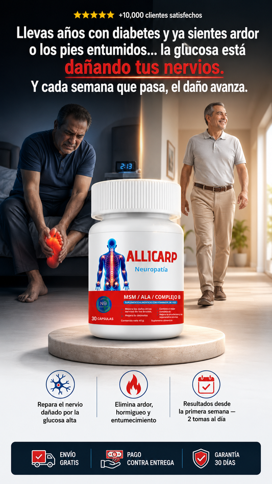 Allicarp Neuropatía Periférica- diseñado para apoyar la salud de los nervios- diabetes
