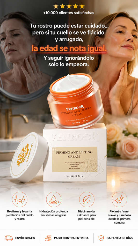 VENROCK Crema para el cuello Tighten & Lift para piel crepey y líneas secas, fórmula calmante de niacinamida, crema reafirmante antienvejecimiento no grasa para pieles sensibles, 1.76 onzas