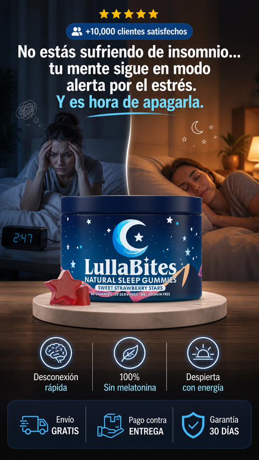 LullaBites Natural Sleep Gummies - 30 Servings -Sweet Strawberry Stars (Melatonin Free)