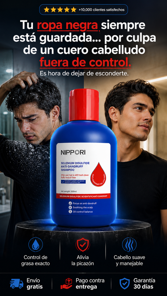 Nipori, 300ML Anti-Dandruff Shampoo, 𝐒𝐞𝐥𝐞𝐧𝐢𝐮𝐦 𝐃𝐢𝐬𝐮𝐥𝐟𝐢𝐝𝐞 Shampoo, 𝐒𝐡𝐚𝐦𝐩𝐨𝐨 Para La Caspa, Hair Care 𝐒𝐡𝐚𝐦𝐩𝐨𝐨 Oil Control for Men and Women (300ML/1PCS)