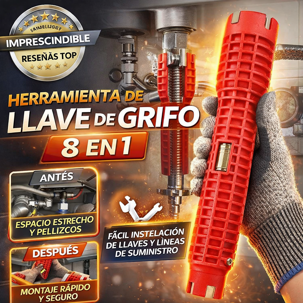 Herramienta de llave de grifo de 8 en 1