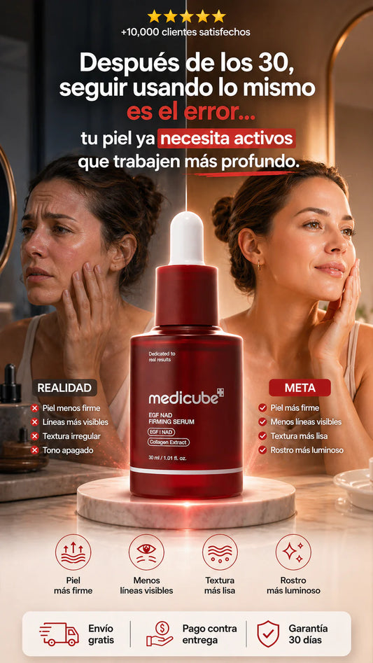 Medicube NAD EGF Suero reafirmante para cara y cuello | Suero antienvejecimiento con péptido EGF, NAD+ y colágeno | Apariencia de arrugas, elasticidad y cuidado de los poros | Cuidado de la piel